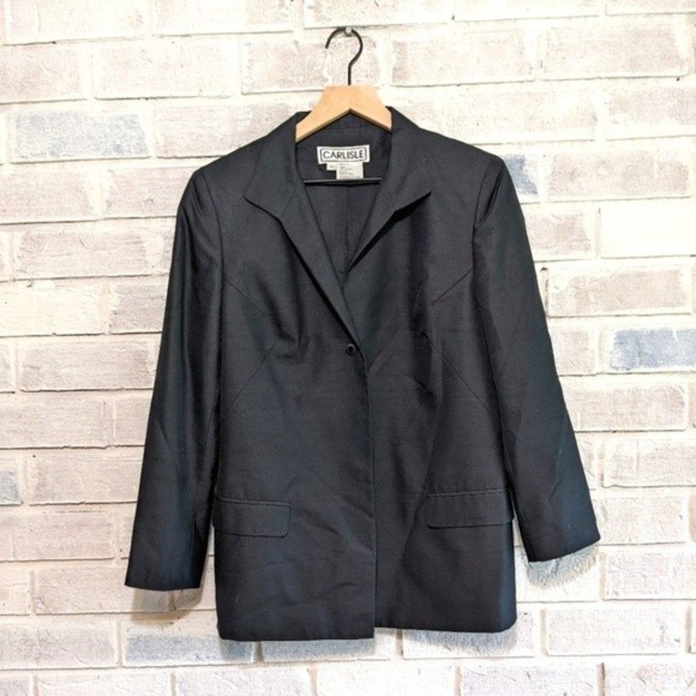Carlisle silk blazer suit jacket black sz‎ 10